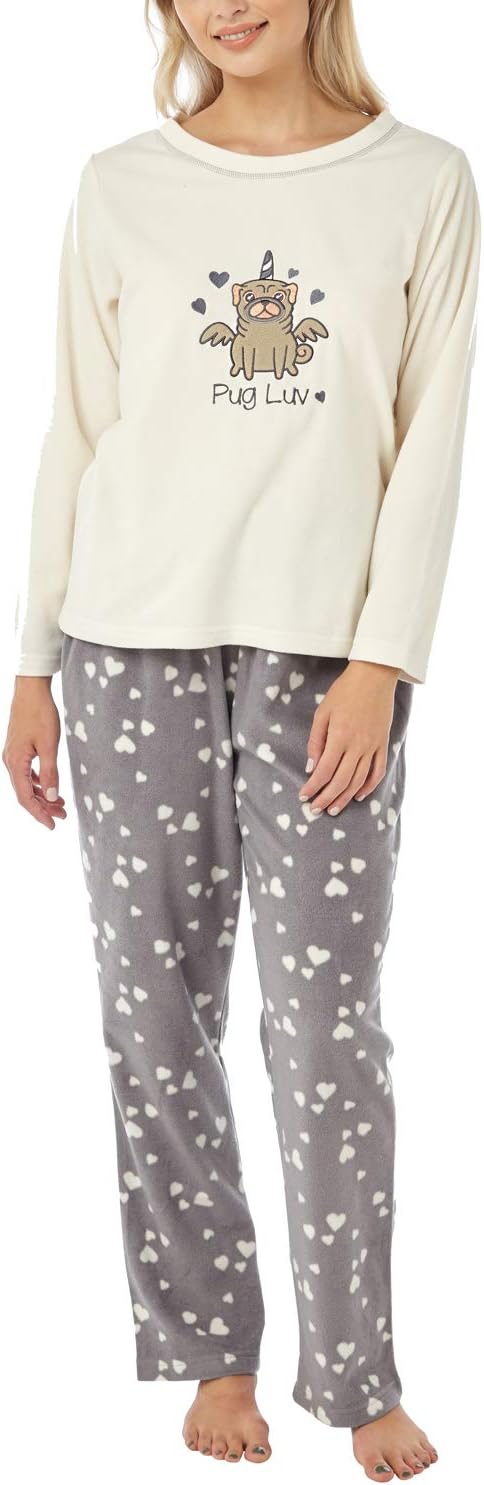 Nikaro Ladies Pug Unicorn Fleece Pyjama