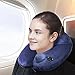 Ymiko Inflatable Travel Pillow, Height-Adjustable Soft Washable Velvet Push Inflatable Travel Neck Pillow with Carrying Bag Sleeping On Airplane, Car, Train and Home, Blue