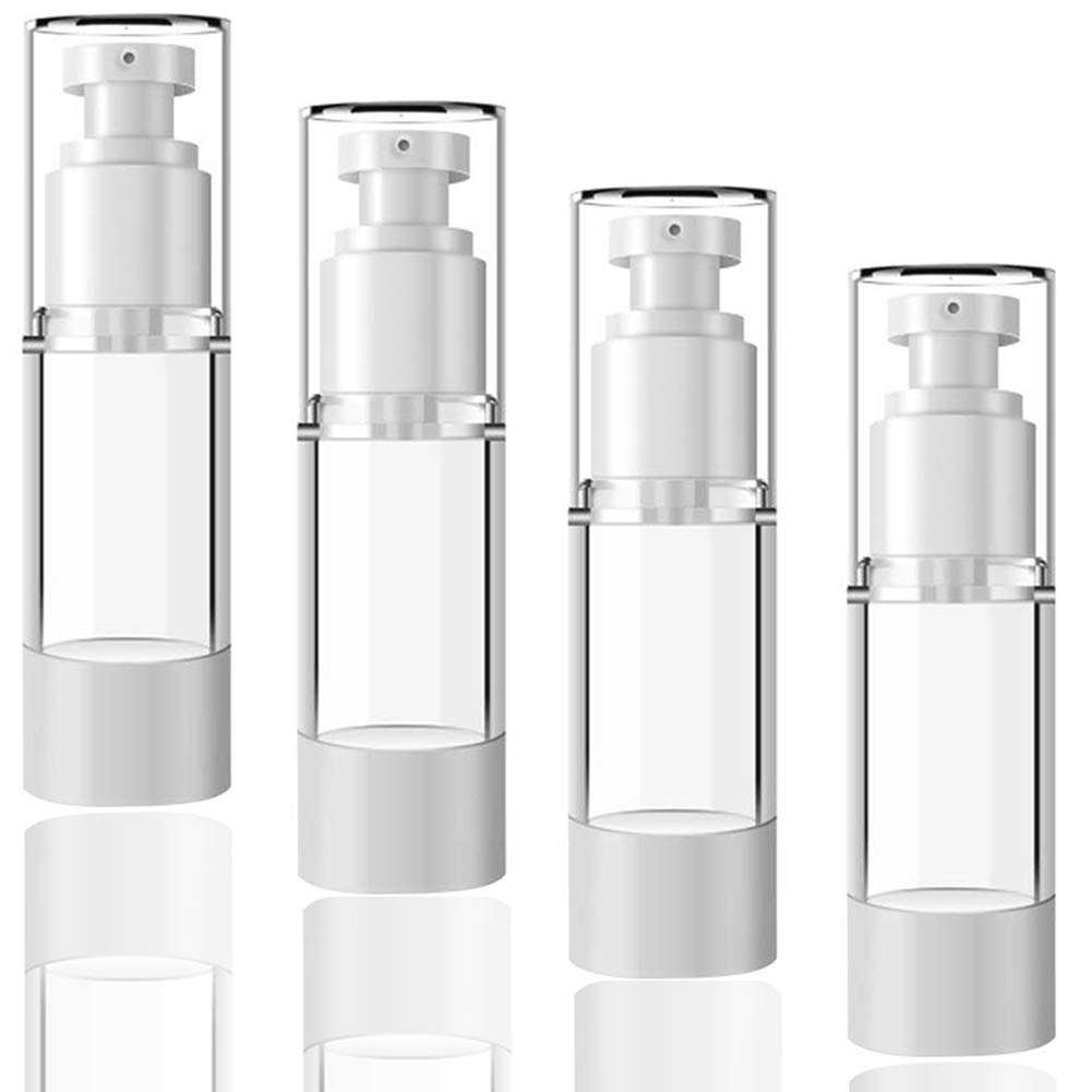 BETOY 4Pcs Airless Pump Transparent Vacuum Bottle, 30ml Travel Pump Dispenser, Vacuum Press Pump Bottles for Foundation, Essence, Lotion