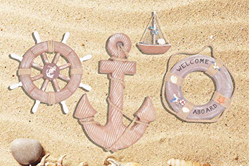 WOODEN NAUTICAL LIGHTHOUSE ANCHOR WALL HANGING ORNAMENT, BEACH WOODEN BOAT SHIP STEERING WHEEL WALL DECOR, NAUTICAL LIFE…