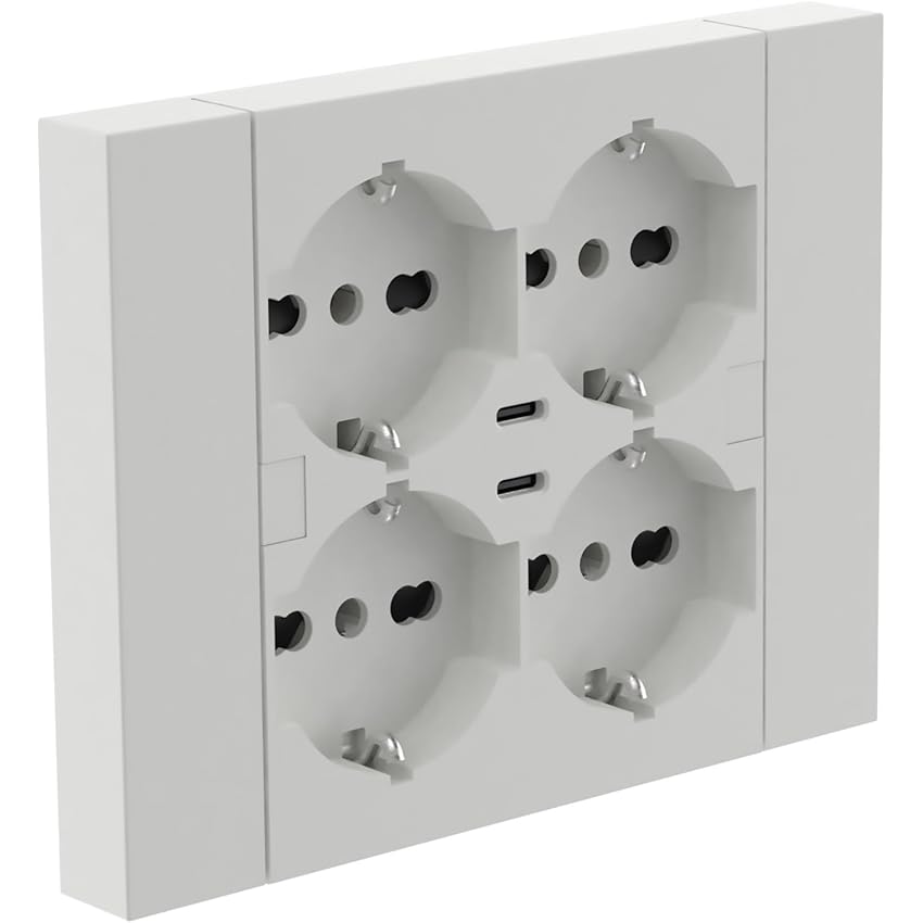 Electraline 22107 Multipresa da incasso Quadra 4 Posti Universali P40 + 2 USB