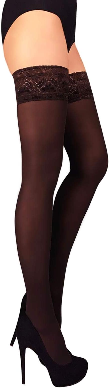 Mila MaruttiSheer Thigh High Stockings for Women | Lingerie Pantyhose Nylons | Lace Top Thigh High Tights