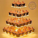 Weddingwish Acrylic Cupcake Stand with Lights, Cupcake Dessert Display Holder for Wedding, Party, Baby Shower, 4 Tier Square, Yellow