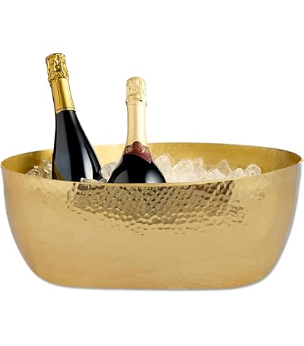 SMELEYOU Cubo De Hielo De Acero Inoxidable Dorado 3L - Perfecto Para Enfriar Vino Y Champán En Fiestas
