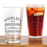 CafePress - World's Most Awesome Godfather Drinking Glass - Pint Glass, 16 oz. Drinking Glass