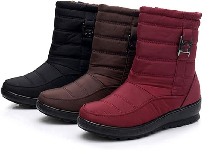 Amazon Shiny Star スノーシューズ レディース ウィンターブーツ ショート丈 ジッパー 雪靴 ボア ファー ぺたんこ 秋冬 婦人靴 女性用 防寒ブーツ 通勤用 妊婦 雪対応防寒 美脚 防臭 歩きやすい Shiny Star ブーツ ブーティ