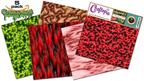 Craftopia's Gross-Out Pattern Self Adhesive Craft Vinyl Sheets | 4+1 Assorted Vinyl Pack for Cricut, Silhouette Cameo, Craft Cutters, Printers, Letters, Decals