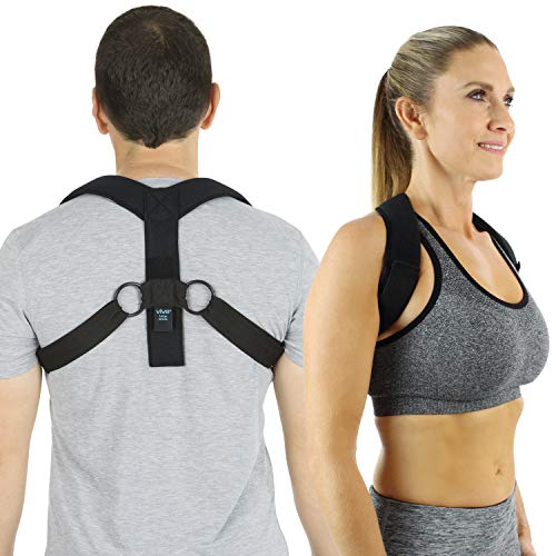 Vive Back Posture Corrector - Upper Neck Posture & Shoulder Support Hunchback Brace - Men and Women Under Clothes Straightner Device Improve Bad Slouch Hump, Forward Head Slouching Alignment (Medium)