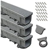 Polylok Grey Heavy Duty 4ft Trench Drain Kit (3 Pack / 12 Linear Feet)