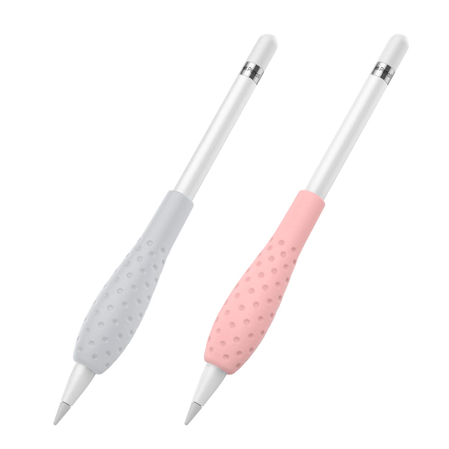 MoKo [2 Pack] Silicone Grip Holder Ergo Protective Sleeve Cover Case Accessories Compatible with Apple Pencil 1st / 2nd Generation, Gray & Pink