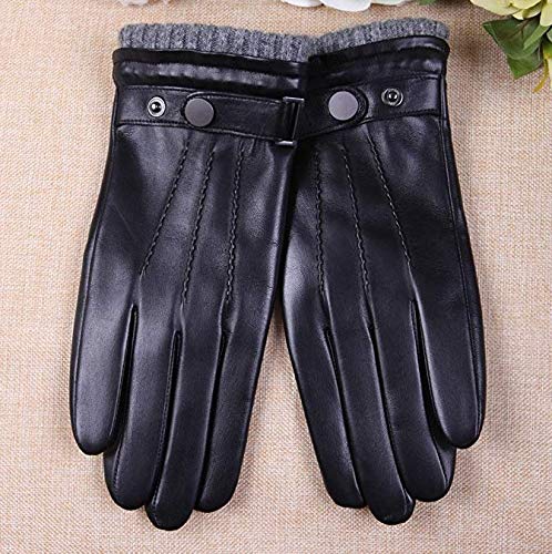 Men's Texting Touchscreen Winter Warm Nappa Leather Daily Dress Driving Gloves Wool/Cashmere Blend Cuff (10, Black (Cashmere&Wool Blend Lining))
