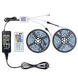WenTop Led Light Strip Kit with DC12V UL Listed Power Supply SMD 5050 32.8 Ft (10M) 300leds RGB 30leds/m and 44 Key Ir Controller Kitchen Bedroom Sitting Room, TV Backlighting, Bedroom, Bed and More