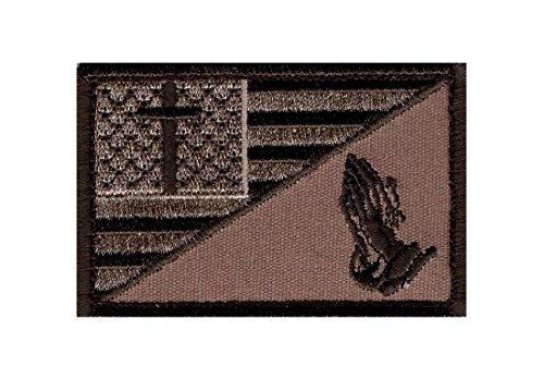 Praying Hand Cross USA Flag in God Christian Hook Fastener Patch (MTP5)