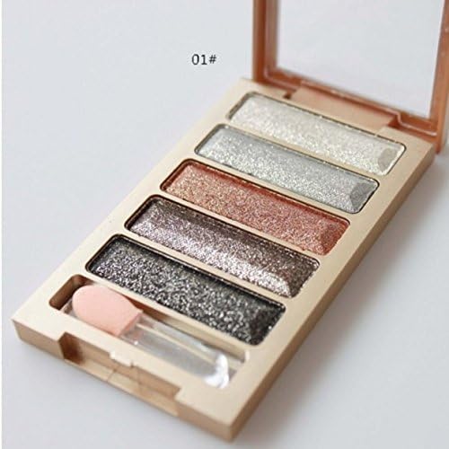 Whgo New 5 Color Glitter Waterproof Eyeshadow Makeup Eye Shadow Palette (1#)