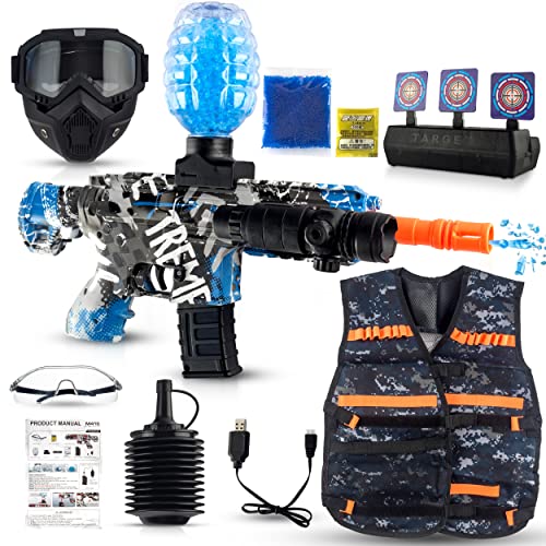 Electric Gel Ball Splat Blaster Bundle 10,000 Gel Beads, Full Face