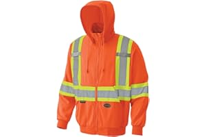 Pioneer Hi Vis Safety Hoodie - Zip-Up Style With Reflective Tape - Detachable Hood