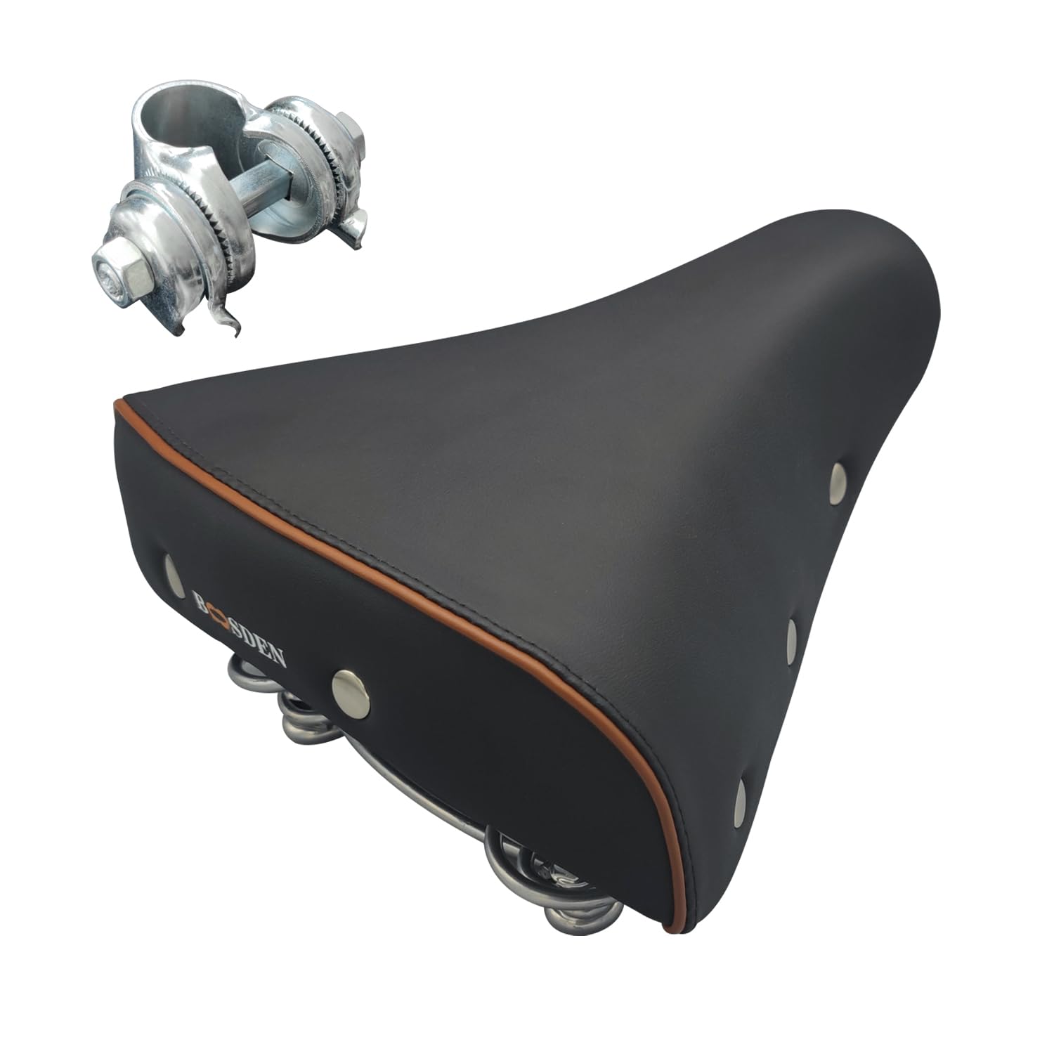 BOOSDEN Comfortable Bike Saddle, Soft Bicycle Saddle for Men & Women, Waterproof PU Leather Spring Seat, Gel Cushion, Ideal for Mountain & Road Bikes, Black