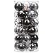 Sea Team Shatterproof Clear Plastic Christmas Ball Ornaments Decorative Xmas Balls Baubles Set with Stuffed Delicate Decorations (60mm/2.36 inch 30-Pack, Black)