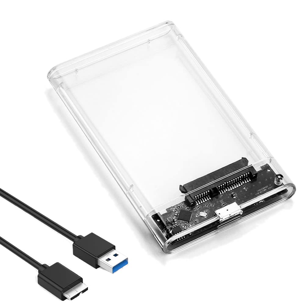 Eono 2.5" Hard Drive Enclosure, SATA to USB 3.1 6Gbps Tool-Free Clear External Hard Drive Enclosure Compatible with 2.5 SATA SSD/HDD Caddy, PS5/4 Xbox TV Laptop MacBook PC