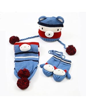Warm Woolen winter and autumn hats Fashion warm kids Plush Fluff Warm Long Hat Cap Earmuff Scarf Gloves Mitten...