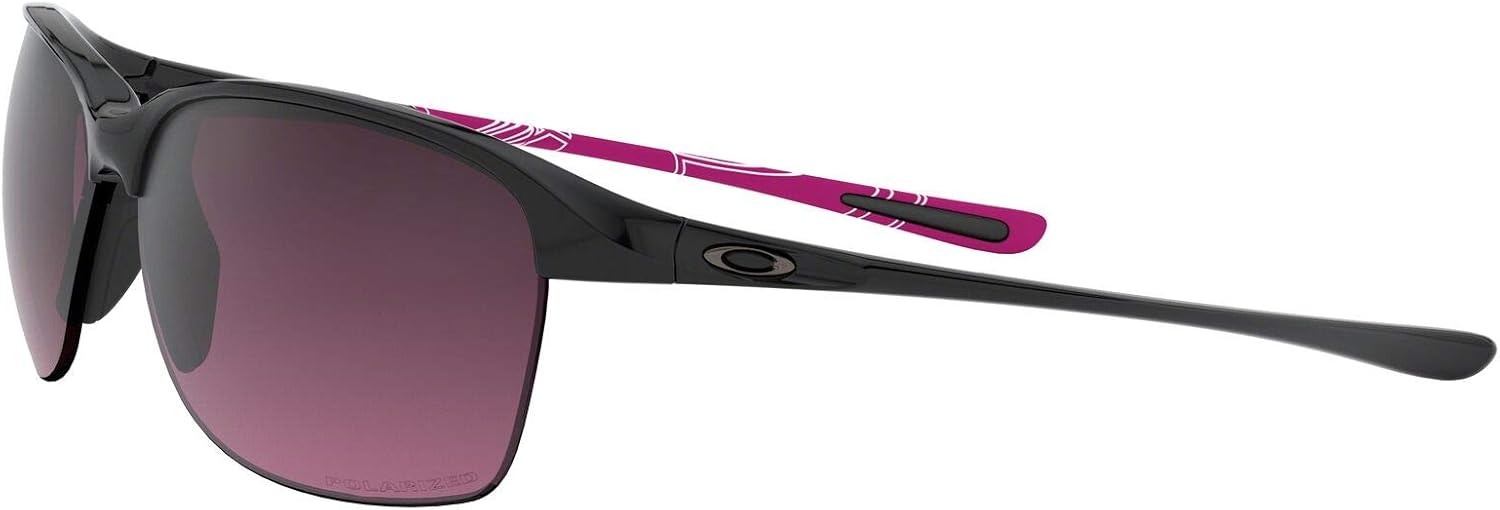 Oakley Women's OO9191 Unstoppable Rectangular Sunglasses, Polished Black/Rose Gradient Polarized, 65 mm: Shoes