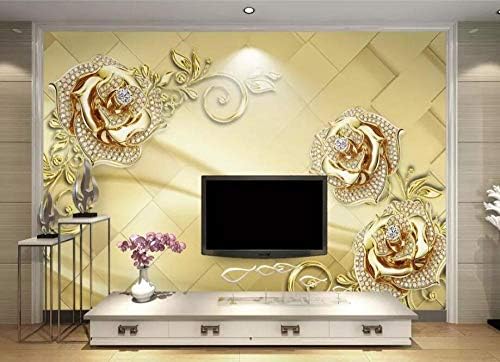 Jiahuade-3D Wallpaper Luxury Golden Flower Jewelry Tv Background Wall Home Decoration Living Room Bedroom-128Cmx100Cm