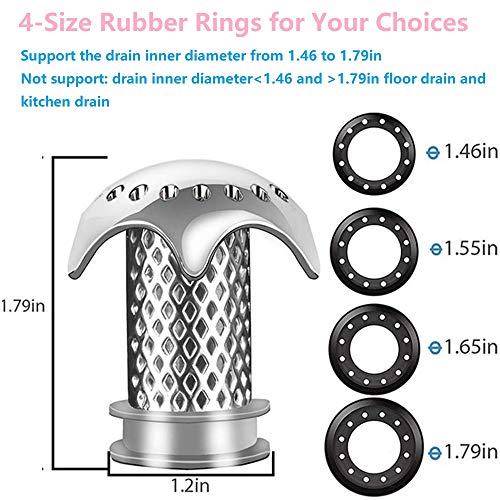 2 Packs Drain Hair Catcher Shower Drain Hair Trap Bathtub Drain Protector Hair Drain Catcher for Bathroom Sink, Tub Sink, Anti-Rust and No Mold, Match Drain Size from 1.46'' to 1.79''