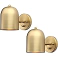 Pathson Set of 2 Hardwired Wall Sconce Dimmer Switch, Brass Finish Wall Light Lamp Adjustable Light Angle Wall Vanity Lighting, E26 Base Reading Lighting Decor for Bedroom Hallway Living Room