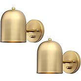 Pathson Set of 2 Hardwired Wall Sconce Dimmer Switch, Brass Finish Wall Light Lamp Adjustable Light Angle Wall Vanity Lightin