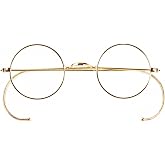Agstum Retro Small Round Optical Rare Wire Rim Eyeglasses Frame | Saddle Bridge, Flexible Cable Temples, Nose-Pad Free, Optical Ready Frame, Fit Small Narrow Faces, 1920S Vintage Style