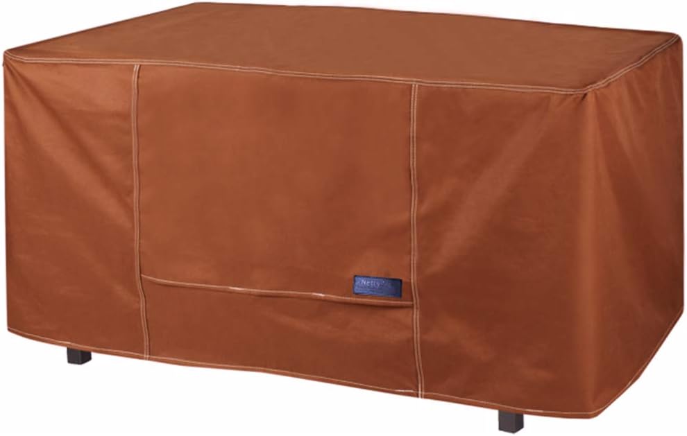 NettyPro Outdoor Fire Pit Table Cover 48 inch Rectangular Deck Box Cover Waterproof Heavy Duty Patio Firepit Cover, Brown : Garden & Outdoor