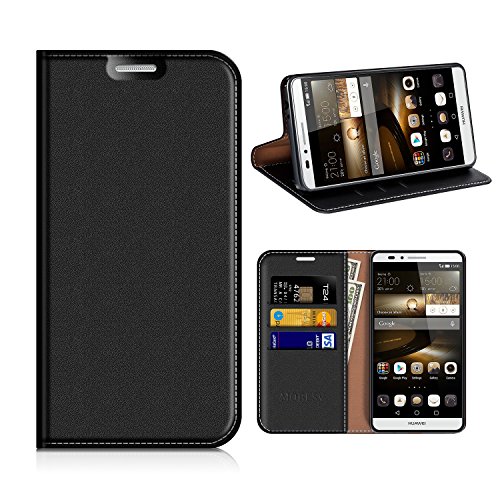 Huawei Mate 7 Wallet Case, Mobesv Huawei Mate 7 Leather Case/Phone Flip Book Cover/Viewing Stand/Card Holder for Huawei Mate 7, Black
