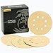 Mirka 23-615-AP Gold 5-Inch 8-Hole Dustless Hook-and-Loop Sanding Disks, 10 Each of 5 Grits