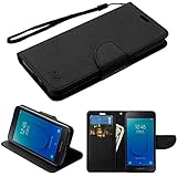 Luckiefind Case Compatible with Samsung Galaxy J2 Core / J260 (Release 2018), Premium PU Leather Flip Wallet Credit Card Cover Case Accessories (Wallet Black)