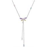 Swarovski x Ariana Grande Official Dragonfly Motif Jewelry Collection, Brooch, Pendant Necklace, Earrings, Mixed Cut Multicolored Stones, Rhodium Finish
