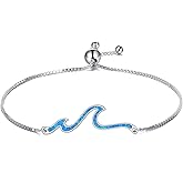 URONE Wave Bracelet 925 Sterling Silver Wave Opal Bracelet Ocean Beach Jewelry Gifts for Women
