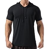 Magiftbox Mens Muscle Cotton Lightweight Workout Short Sleeve Hooded T-Shirts Gym Hoodies T63