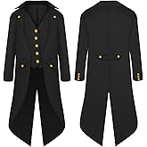 Inmeilifus Boy's Plague Doctor Costume Vintage Steampunk Clothing Halloween Gothic Victorian Medieval Renaissance Tailcoat