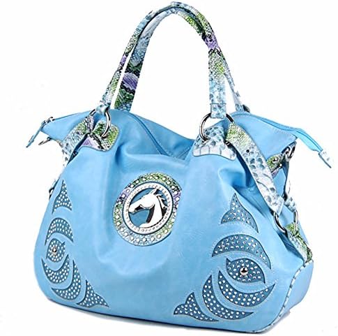 Western Cowgirl Equestrian Horse Head Handbag Bag (Air Blue)