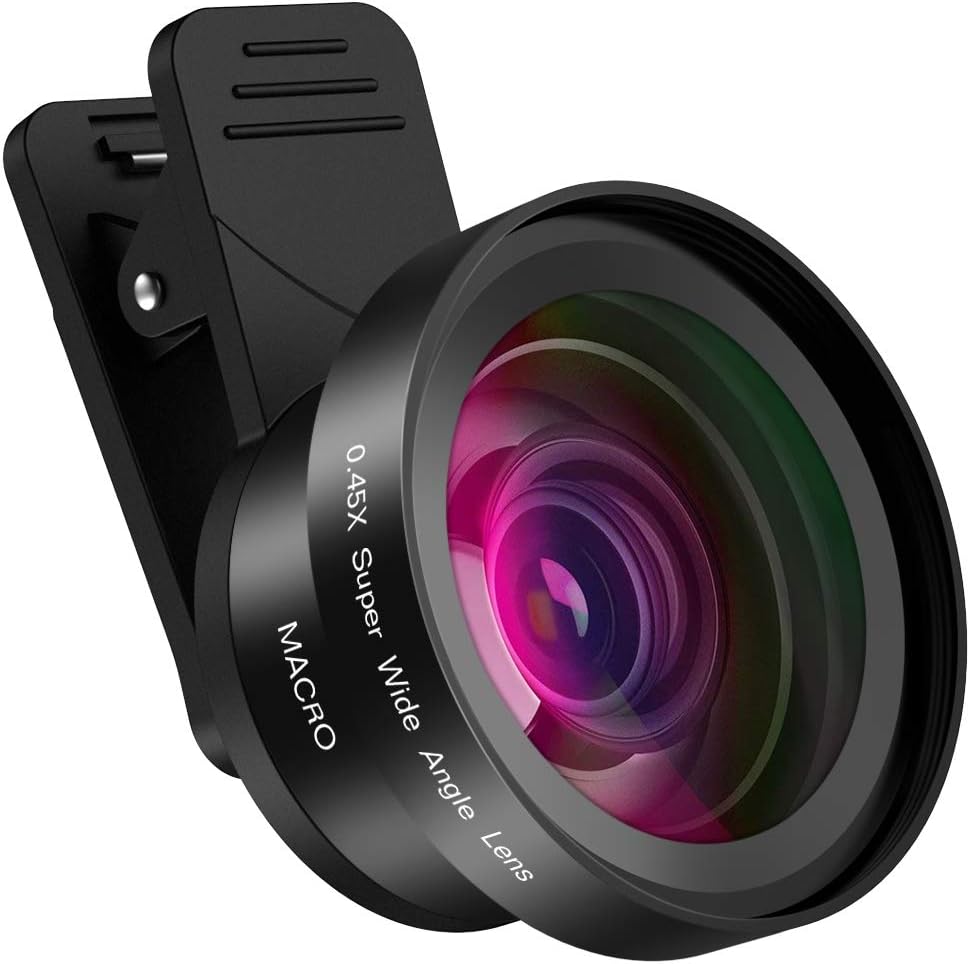Hpory Phone Camera Lens 2 in 1 Mobile iPhone Camera Lens Kit 0.45X Wide Angle Lens + 15X Macro Lens for iPhone Samsung Smartphones and Most Phone