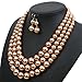 KOSMOS-LI 3 Layer Brown Color Imitate Pearl Bead Strand Necklace
