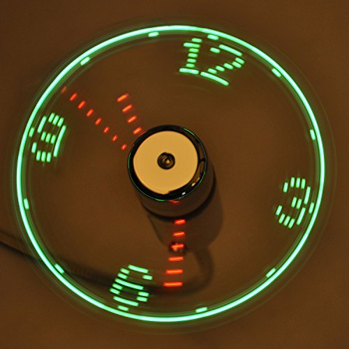 USB Mini Flexible Time Clock Fan with LED Light Real Time Display Cool
