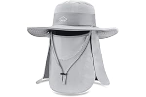 BROTOU Sun Cap Fishing Hats UPF 50+ Wide Brim Bucket Hats with Face & Neck Flap Cover for Fishing Hiking Garden Beach