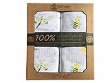 GOTS Certified Organic 100% Cotton Muslin Baby Swaddle Blanket or Baby Receiving Blanket, 5 in 1- Swaddling Blanket, Nursing Cover, Burp Cloth, Sun Shade Cover, Play Blanket -Great Baby Shower Gift!
