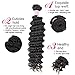 Brazilian Deep Wave Virgin Hair 3 Bundles with Middle Part Closure Natural Black(12 14 16+10)