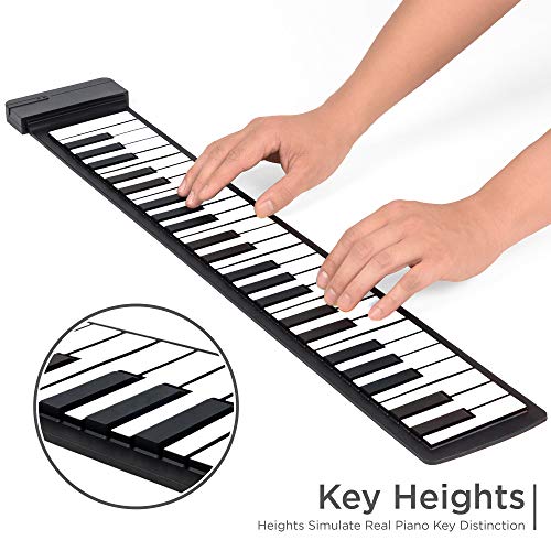 Best Choice Products Kids 49-Key Portable Flexible Roll-Up Piano Keyboard Musical Educational Toy Instrument w/Learn-To-Play App Game, Bluetooth Phone Pairing, Note Labels, USB Charging - White