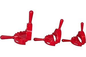 Imusa Empanada Press Set – Dumpling Maker, Plastic Empanada Mold & Pastry Press for Stuffed Pastries, Turnovers, Pierogi, Masa & Dough Preparation, 4 Pack, Red