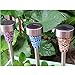 Exlight Solar Powered Rechargeable Mosaic Border Garden Post Lights for Garden Decoration Christmas Gift Blue Purple and Yellow Mosaic Lantern Auto Sensor Easy Installation Pack of 6