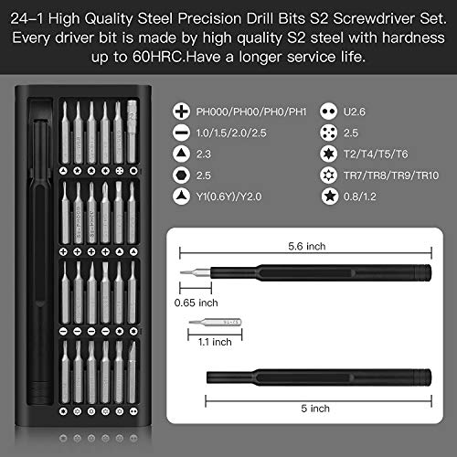 WINTAPE 24 in 1 Mini Schraubendreher Satz mit tragbarem Aluminiumgehäuse Heimwerker Elektronik Reparaturwerkzeug… – Bild 3
