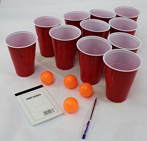 Perfect Life Ideas 30 Pc Beer Pong Set Cool Fun Beer Drinking Party Game to Play for Adults College Students - Includes Cups, Balls, Game Anti Skid Mat More
